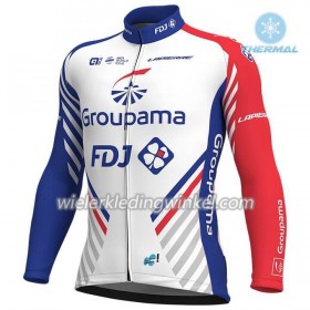Set Fietsshirt Lange Mouw + Lange Koersbroek 2018 FDJ N001 Winter Thermal Fleece